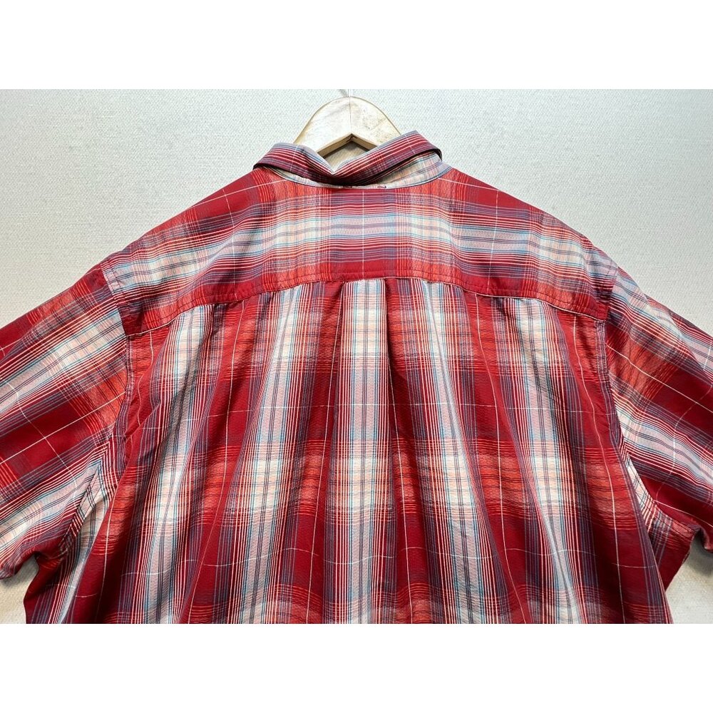 Eddie Bauer Men's Button Up Shirt Short Sleeve Size 2XL Red White Plaid Pockets - Picture 8 of 9